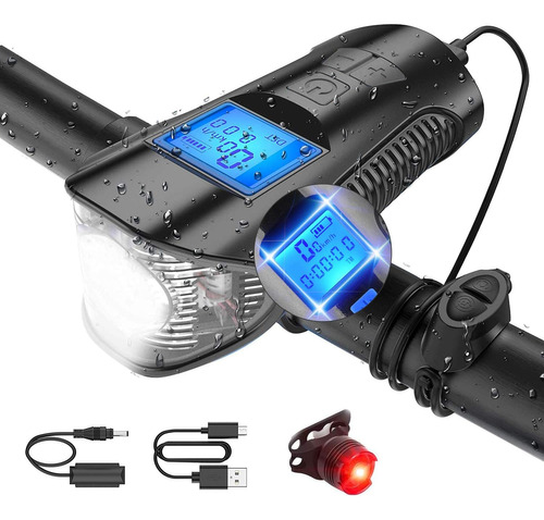 Luz Bicicleta Recargable Usb Linterna Bicicleta Impermeable