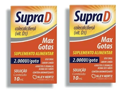 Vitamina D Líquida Supra D Max 2.000UI Kley Hertz Sabor Limão