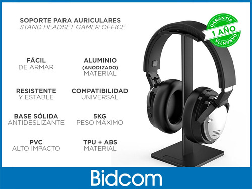 Soporte Para Auriculares Gadnic Stand Headset Gamer Office Color Negro
