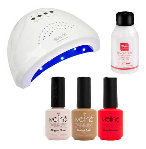 Kit Cabina 48w Esmaltado Semi Meline Completo + Removedo 