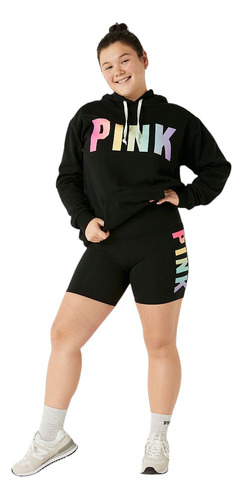 Short Negro Spandex Logo Pink M L Victoria's Secret