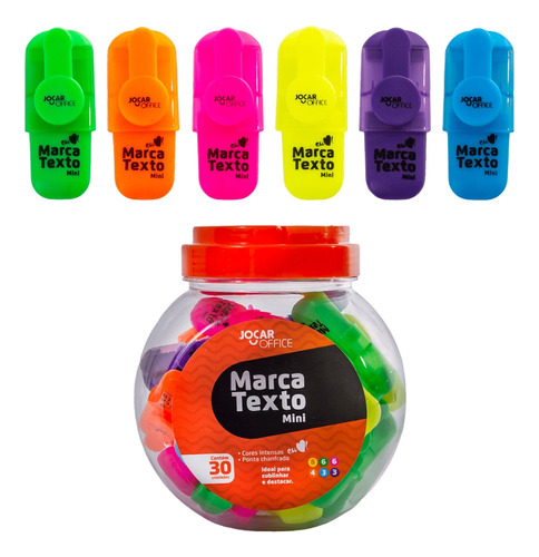 Marca Texto Fofinho Mini 30 Cores Neon Kit Atacado Papelaria