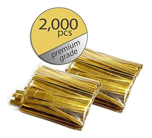 2.000 calidad Premium Wholesale Oro Metálico Twist Ties 3 