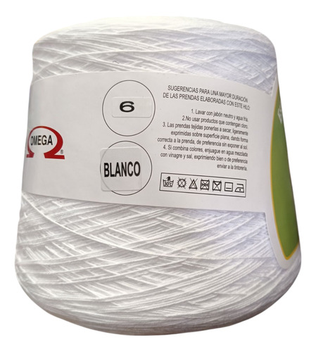 Hilo Omega Crochet #6 Kilo Blanco