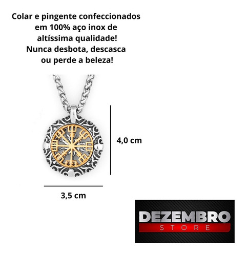 Imagem 5 de 5 de Colar Masculino Com Pingente Runa Viking