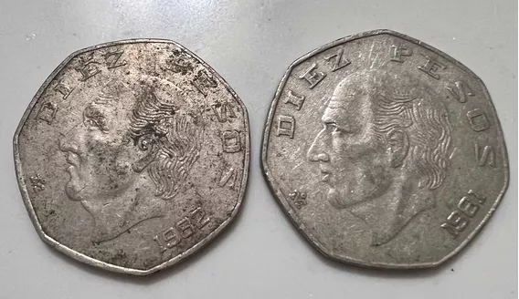 2 Monedas De $10 Pesos, Años 1981 Y 1982