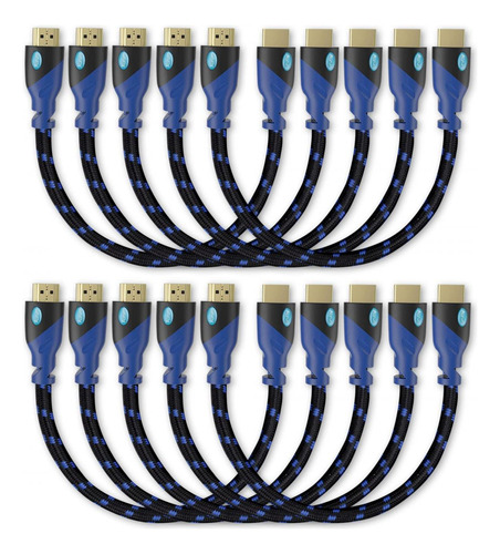 Serie Aurum Ultra - Cable Hdmi De Alta Velocidad Con Ethernet 10 Pack (6 Pulgadas) - Admite Canal De Retorno De Audio Y 
