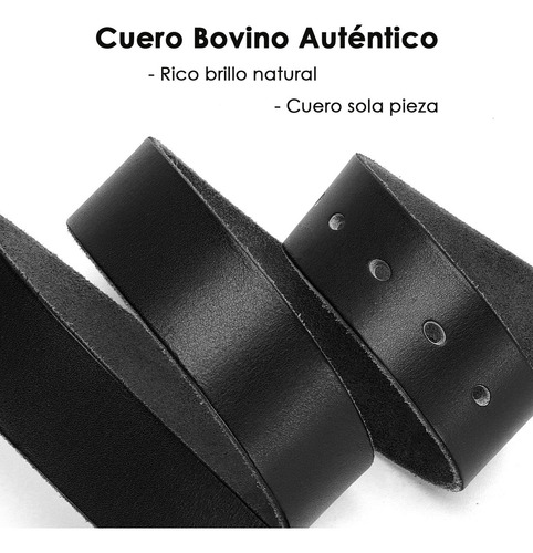 Cinturón Para Hombre Cuero Bovino Genuino Piel Cinto Casual Color Negro Diseño De La Tela Lisa Talla 110