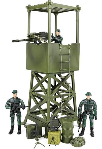 Click N' Play Military Lookout Watch Tower 16 Piece Play Set