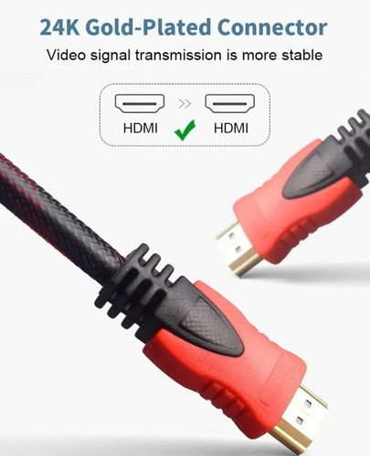 Imagen 5 de 10 de Cable Hdmi 5 Metros Full Hd C/ Filtro Dorado 1.4 3d