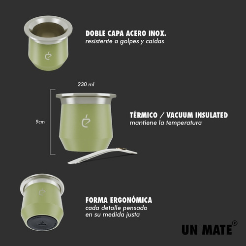 Mate Acero Inoxidable Un Mate + Bombilla