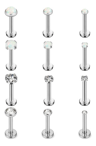 Ruifan Opal Jeweled Internally Threaded Stainless Steel Labr