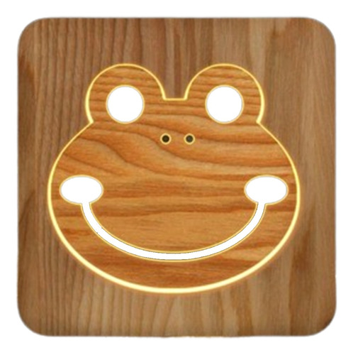 Lámpara Animales Infantiles 3d Led Madera Luz Nocturna Usb