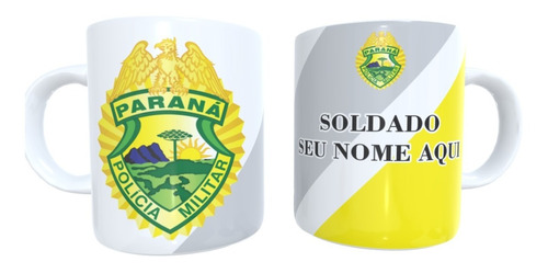 Caneca Em Porcelana Polícia Militar Do Paraná Com Seu Nome