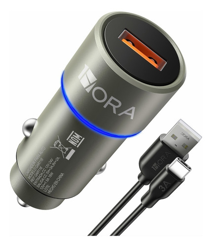 Turbo Cargador Para Auto Usb-tipo C Carga Rápida 3.0a 1hora