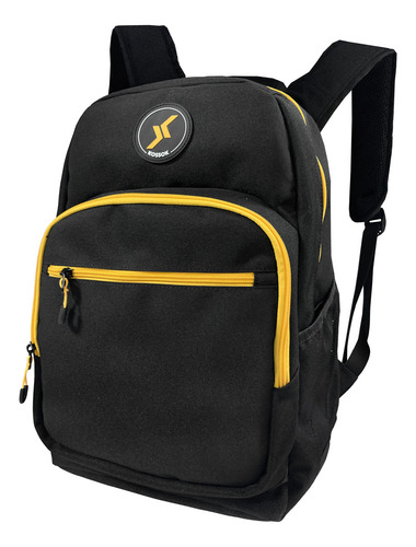 Mochila Kossok Grove Urbana Super Reforzada Premium Color Negro - Amarillo Diseño De La Tela Liso