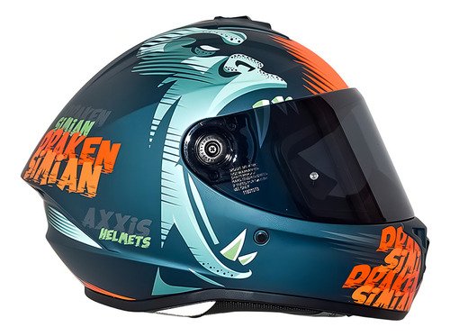 Casco para moto modular Axxis Draken verde y naranja simian talla L
