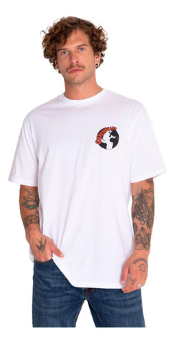 Polera Manga Corta Hombre Street Vibes Blanco Cat