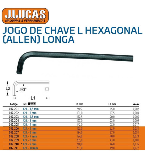 Imagem 3 de 3 de Jogo Chave Allen Hexagonal Longa Gedore 1,5 A 10 C/ 11 Peças