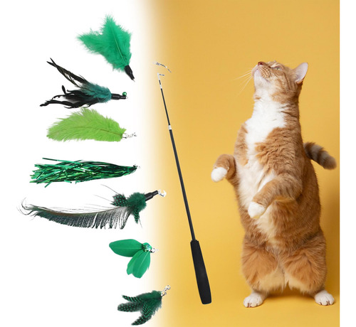 Juego Interactivo De Juguetes De Plumas Para Gatos, Caña De