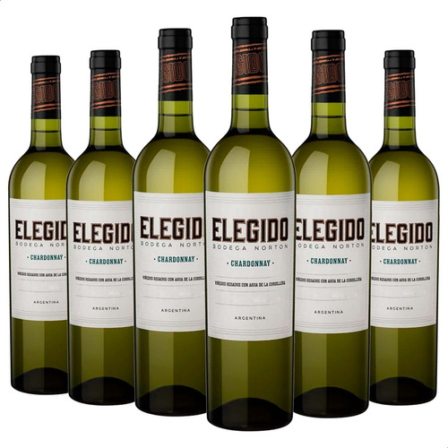 Vino Norton Elegido Chardonnay Blanco Vegano Pack X6