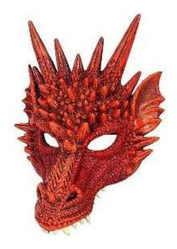 Máscara De Látex Dragão Vermelho Realista Fantasia Halloween
