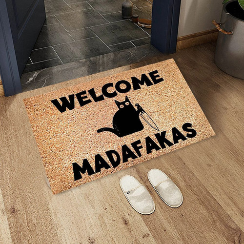 ./dark Cat Welcome Madafakas Full Print Doormat