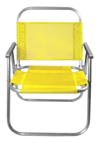   Cadeira De Praia Reforçada Aluminio 150kg Cor Amarelo