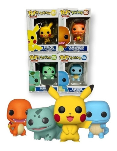 Pokemón Pikachu Bulbasaur Figuras Funko Pop X 4 Pokebola Obs