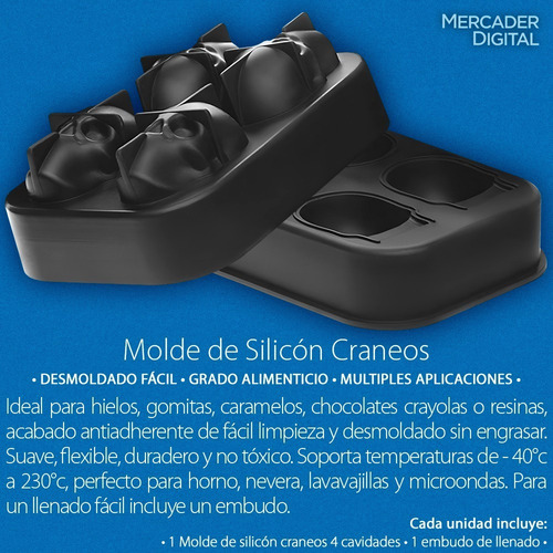 . Molde Silicón Calavera Cráneo Hielo Repostería Jabón