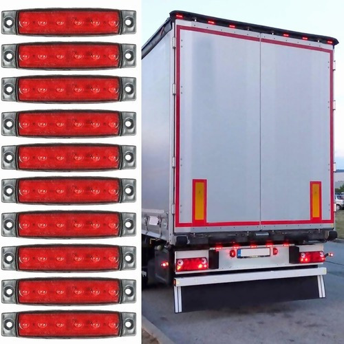 10 Led Lateral Luces De Marcador Para Camión Remolque Rojo