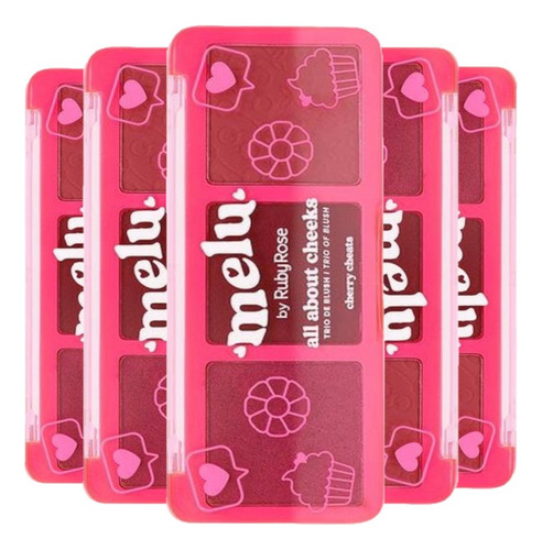 6 Trio Blush Iluminador Cherry Cheats Ruby Rose Atacado
