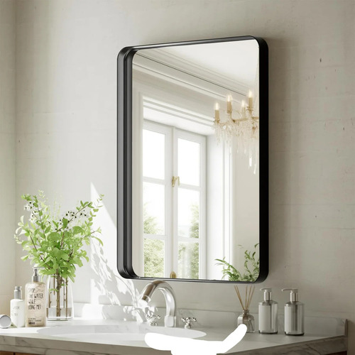 Espejo Rectangular 60x80cm Con Marco Aluminio Negro O Dorado