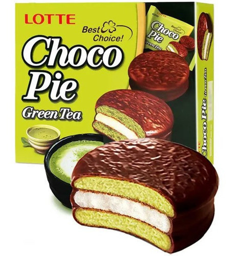 Imagen 2 de 5 de Choco Pie De Matcha Caja Con 12 Pz Pastelito Coreano
