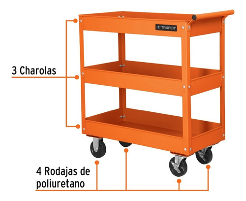 Carro De Servicio Porta Herramientas Con 3 Niveles Truper
