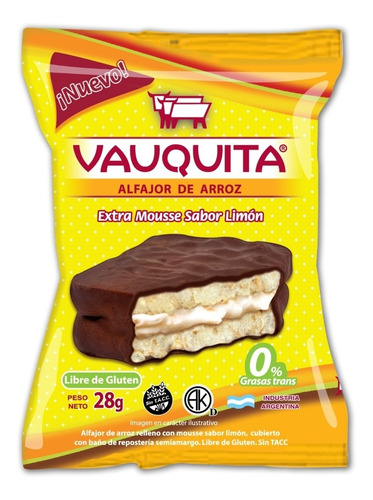 Alfajor Arroz Vauquita Extra Mousse Limón - Caja X 24un