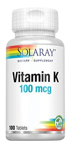 Solaray Vitamina K-1 100 Mcg | Estructura De Hueso Saludable