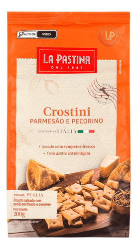 Crostini Italiano Com Parmesão E Pecorino La Pastina 200g