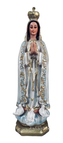 Virgen De Fátima Figura Hermosa De Resina Decoración Fina 