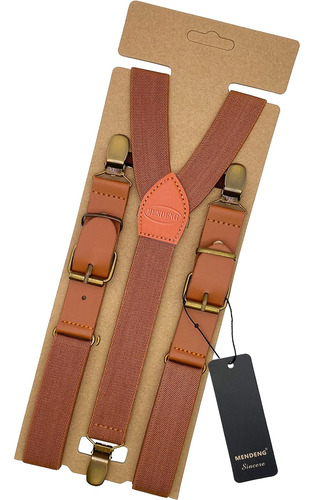 Mendeng Tirantes Ajustables Para Hombre Bronce Metal Clip...