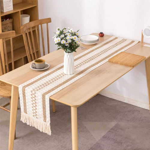 Mantel De Mesa Bohemio Y Rústico Con Flecos Para