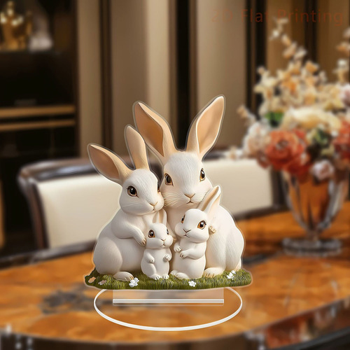 Familia B Ornament 2d De Acrílico Plano, Color Blanco