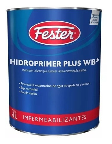 Primario Asfáltico-polimérico Fester Hidroprimer Plus Wb 4l Color Negro