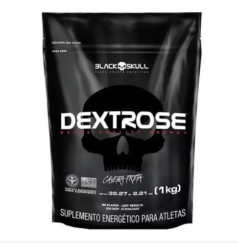 Dextrose Caveira Preta  1kg  Black Skull