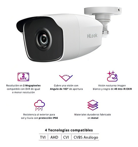 Camara Hilook Thc-b220-m 1920×1080p Lente 2.8mm Ir 2mp /vc