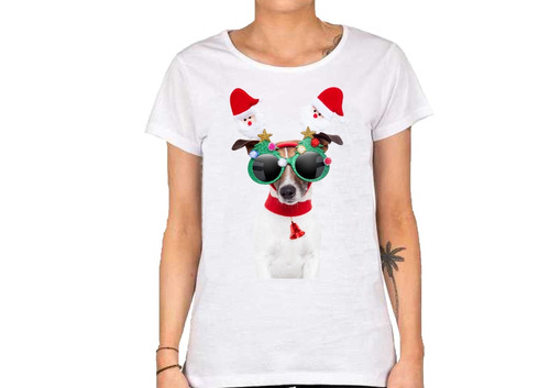 Remera De Mujer Perro Navideño Funny Pet Navidad Dog Puppie