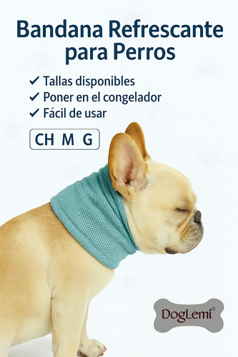Bandana Collar Refrescante Para Perro Talla Ch, M Y G Azul Petróleo Azul Con Puntito Azul L