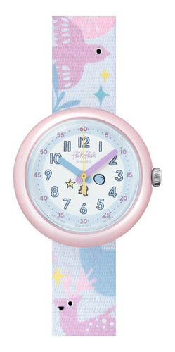 Reloj Flik Flak Magical Forest Zfpnp030c Color de la correa Azul Color del bisel Rosa Color del fondo Blanco