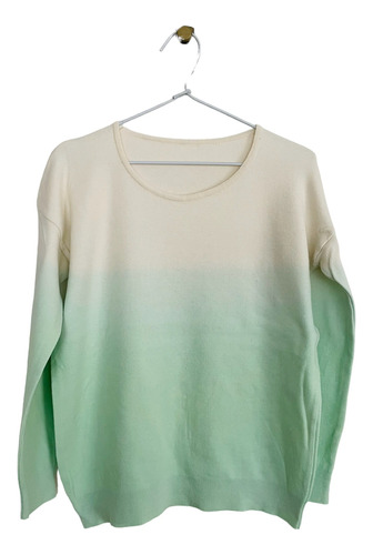 Sweater Degrade Color Verde Agua Y Crema. Talle S