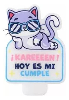 Vela Cumpleaños Divertida De Gato - Karen, Hoy Es Mi Cumple 